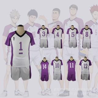 ชุดกีฬาเสื้อแขนสั้น + กางเกง Haikyuu ! Shiratorizawa 2 ชิ้น / 1 ชุด