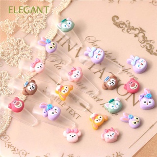 Elegant เครื่องประดับตกแต่งเล็บ ลายการ์ตูนหมี สตรอเบอร์รี่ ดัฟฟี่ 3D 10 ชิ้น ต่อถุง