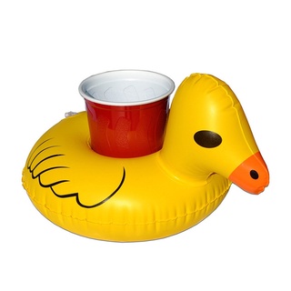 Flaot Me Summer ที่วางแก้วเป่าลม เป็ดเหลือง Inflatable Yellow Duck Cup Holder