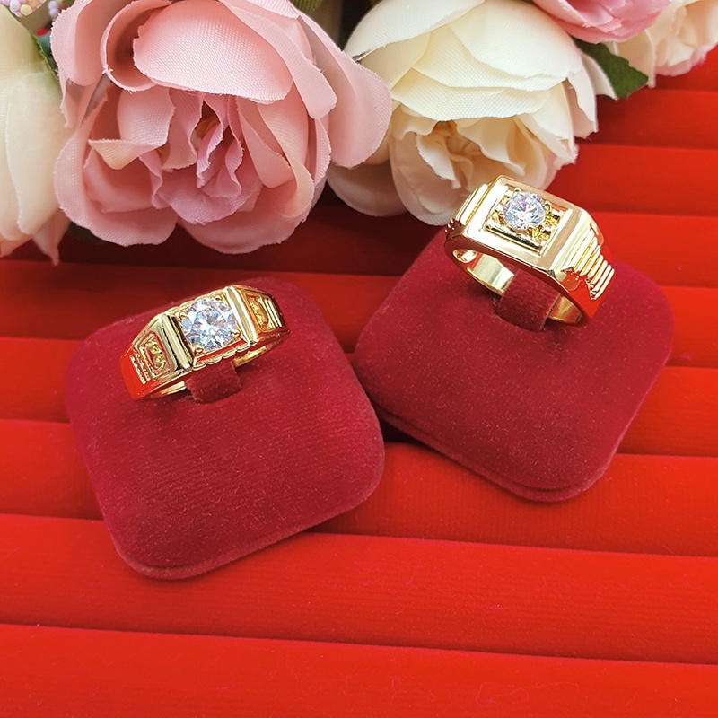 แหวนพลอย เสริมดวง เสริมโชค เสริมบารมี แหวนเพชร แหวนฝังเพชร เครื่องประดับ ใส่อาบน้ำได้ ใส่ออกงานได้ แหวนทองเหลืองแท้ - รูปที่ 3