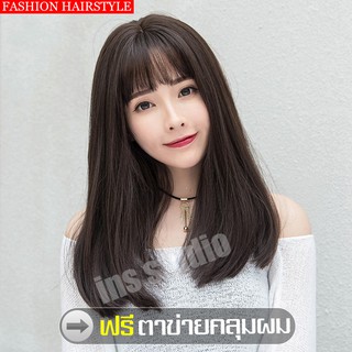 วิกผมราคาถูก Longwig lady หน้าม้า hairpiece วิกผมท ความร้อน คลิปต่อผมทนความร้อน วิกผมคอเพลย์