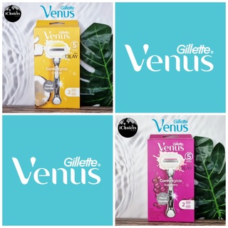 [Gillette] Venus Comfortglide Plus Olay, Womens Razor 1 Handle + 2 Blade Refills ยิลเลตต์ วีนัส ชุดมีดโกน สำหรับผู้หญิง