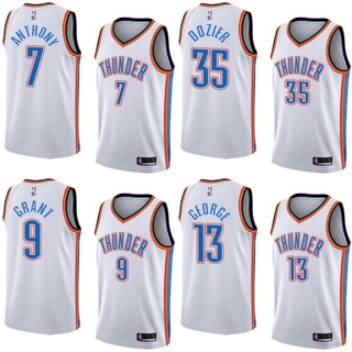 เสื้อกีฬาบาสเก็ตบอลแขนกุด ลายทีม NBA Jersey Oklahoma City Thunder Anthony Dozier George Grant สีขาว