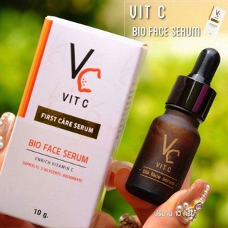 VIT C BIO FACE SERUM 10g.เซรั่มวิตซีน้องฉัตร ของเเท้ 100 %  .