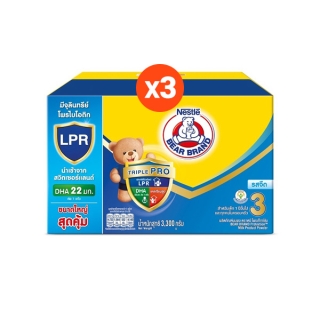 [นมผง] BEAR BRAND นมผง ตราหมี โพรเท็กซ์ชัน สูตร 3 รสจืด 3,300 กรัม (3 กล่อง) นมผงสำหรับเด็กอายุ 1 ปีขึ้นไปและทุกคนในครอบครัว