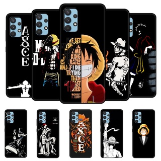 เคสโทรศัพท์มือถือ ซิลิโคนนิ่ม tpu ลายการ์ตูนลูฟี่ วันพีซ สีดํา สําหรับ Samsung Galaxy A32 A52 A72 4G 5G A52S 5G A41