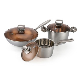 ชุดเครื่องครัว GLAMOUR KECH 6 ชิ้น/ชุด  KECH POT HANDLE18cm POT22cm WITH LID GLAMOUR