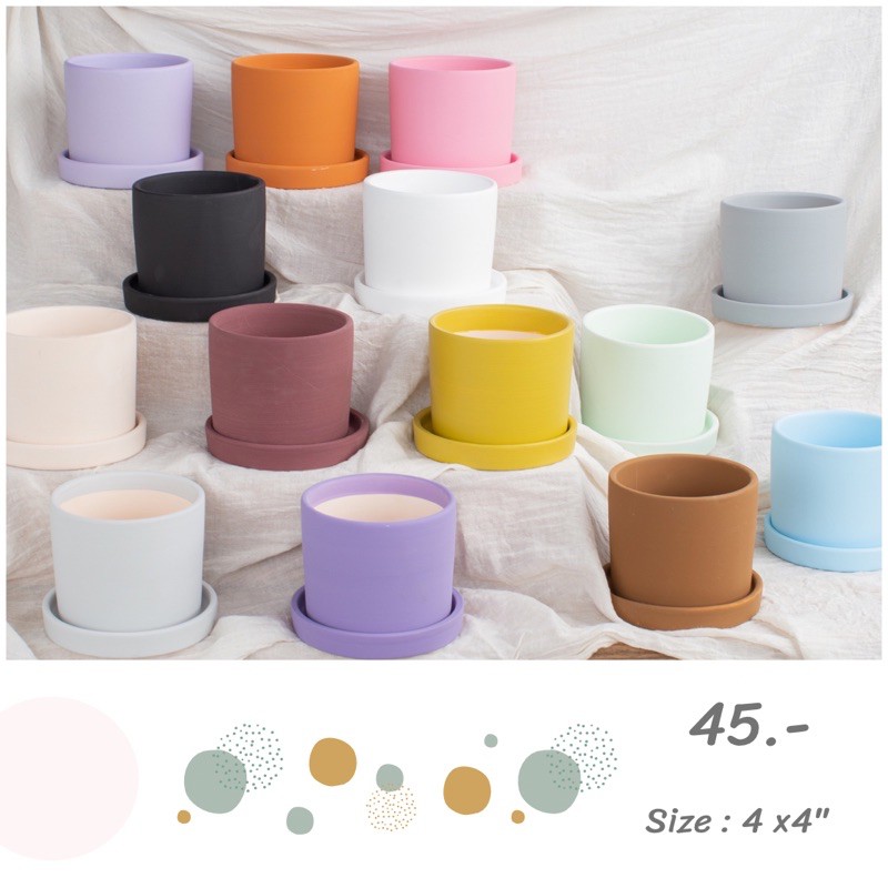 กระถางดินเผา สำหรับปลูกแคคตัสหรือไม้ประดับ สไตล์โมเดิร์น NPK กระบอกสี