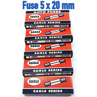 FUSE ฟิวส์แก้ว EAGLE 5x20MM ขนาด 5MM ยาว 20MM 250VAC กล่องละ 10 ตัว (ราคา ต่อ กล่อง) ยี่ห้อ EAGLE แท้