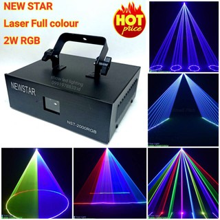 เลเซอร์ไฟดิสโก้ 1หัว7สี NEW STAR 2w RGB laser disco Full Colour ไฟเลเซอร์ลายเส้น 7สีไฟดิสโก้เธค ไฟดิสโก้เทค