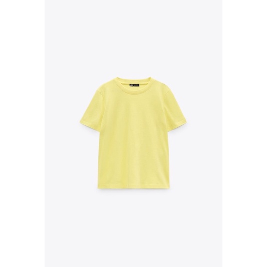 เสื้อยืด Zara basic t shirt สีเหลืองมะนาว