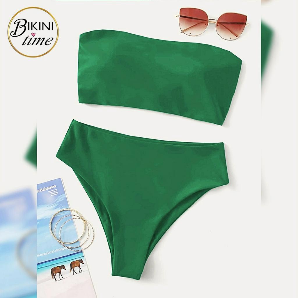 BikiniTime (S,M,L) SB245 ชุดว่ายน้ำทูพีช 6 สี บราเกาะอก เชือกผูกหลัง เสริมฟองน้ำ