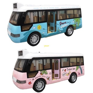 youn Sound Light Tour Bus Model Boy Toy Diecasts Toy Vehicles Kids Gift