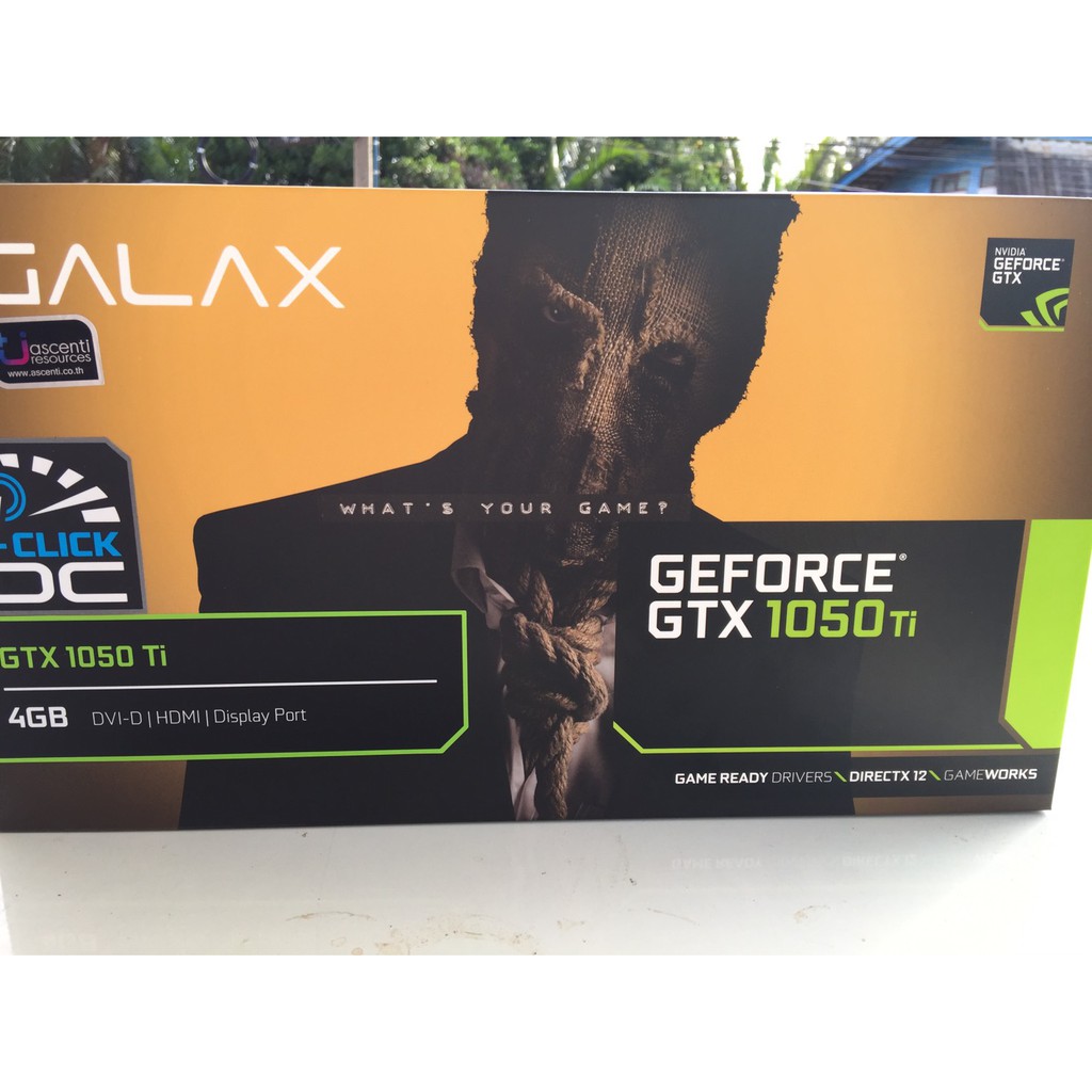 การ์ดจอ VGA GALAX EXOC GTX 1050TI 4G /Galax 1050Ti รุ่น 1 Click OC GDDR5 4GB 128bit 2 พัดลม