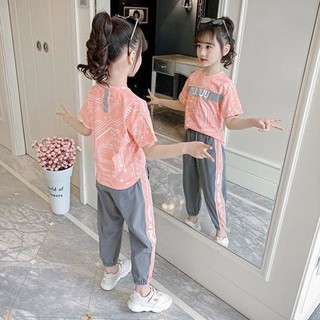 ❤iFine❤Girls 2022 ชุดฤดูร้อนใหม่, กีฬาฤดูร้อนของเด็ก, เสื้อผ้าเด็กโต, สาว, สไตล์เกาหลี, ทันสมัย, น้ำแดงสุทธิ