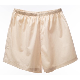 กรีน ค๊อตตอน กางเกงขาสั้นผ้าซาติน หญิง/ชาย สีครีม Green Cotton Unisex Satin Shorts Pants 2035