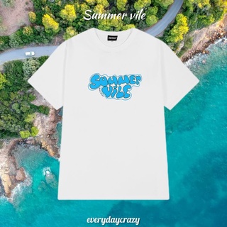 (9901) เสื้อยืดสีขาว ลาย SUMMER VILE ผ้าคอตตอน 100%