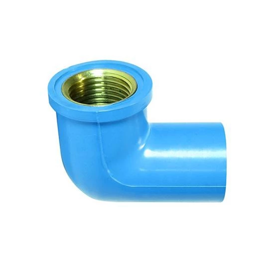 ข้องอเกลียวในทองเหลือง พีวีซี PVC ขนาด 1/2" (4 หุน) หรือ 3/4"(6 หุน) และ 1"