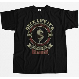 T-shirt  เสื้อยืด คอกลม พิมพ์ลาย Geek Life ItS Like Real Life สําหรับผู้ชายS-5XL