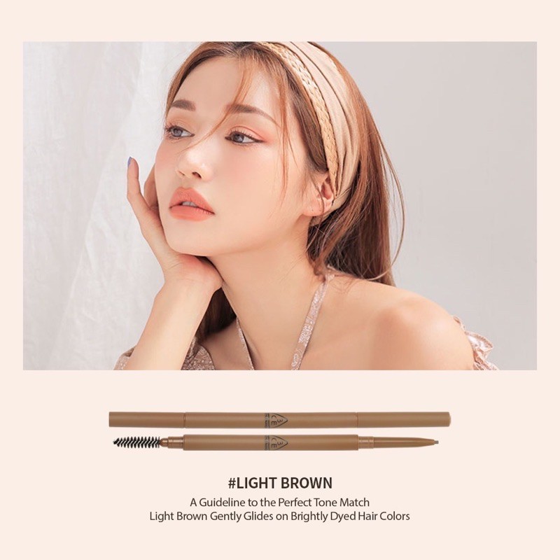 แท้100%) 3CE SUPER SLIM EYEBROW PENCIL ดินสอเขียนคิ้ว สี Lightbrown |  Shopee Thailand