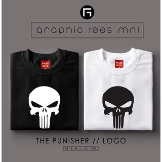 Tee กราฟิก Tees MNL GTM โลโก้ Punisher เสื้อเชิ้ตที่กําหนดเองเสื้อยืด Unisex ผู้หญิงและผู้ชาย M+B