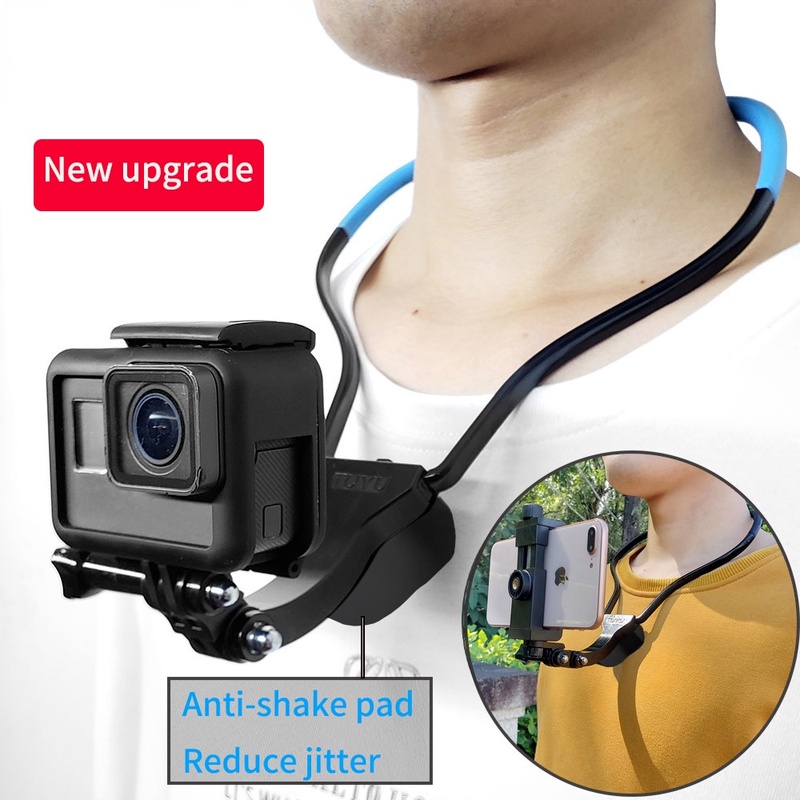 เมาท์ยึดกล้อง Gopro แฮนด์ฟรี ที่วางคอขี้เกียจ สวมใส่ได้ ขาตั้งสมาร์ทโฟน สําหรับ Xiaomi Samsung Insta360  Accessories