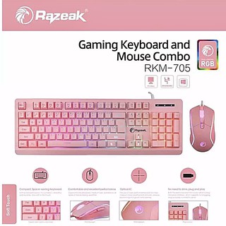 เม้าท์ - คีย์บอร์ด เกมมิ่ง คอมโบ้  RAZEAK RKM-705 RGB 104 Key