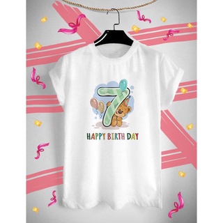 เสื้อยืด ลาย Happy Birthday 7 สุขสันต์วันเกิด ใส่สบาย ไม่ยืด ไม่ย้วย