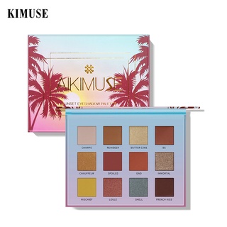 Kimuse พาเลทอายแชโดว์ ชิมเมอร์ เนื้อแมตต์ กันน้ํา 12 สี 12 กรัม