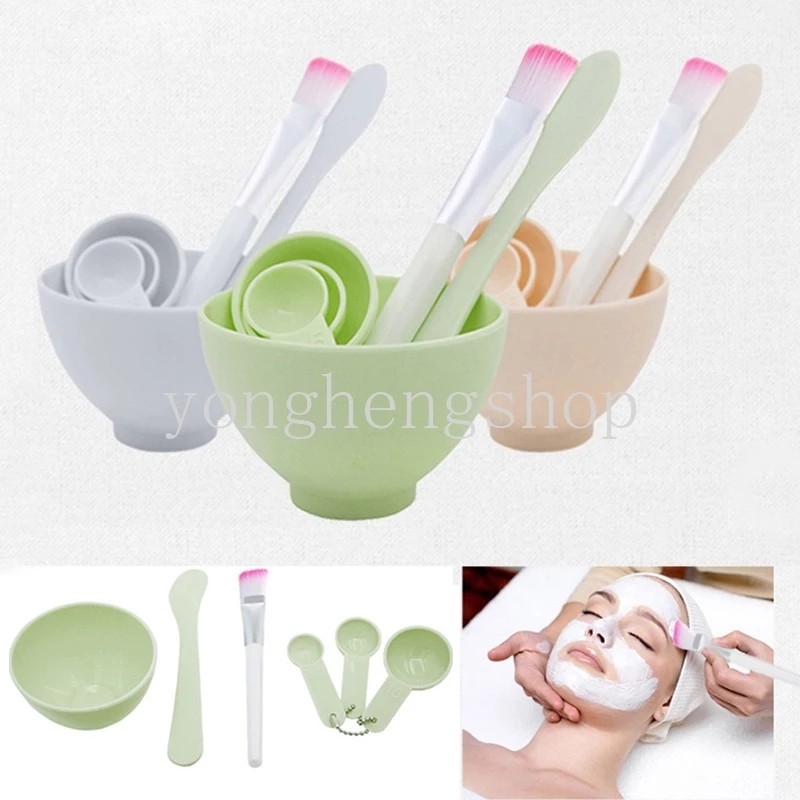 4 In1 Beauty Skin Care พร้อมแปรงผสมไม้พาย ช้อนตวง ชามผสม แปรงแต่งหน้า 6 ชิ้น / ชุด