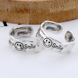 เครื่องประดับแหวนสแตนเลสแฟชั่นสตรี Retro Letter Smile