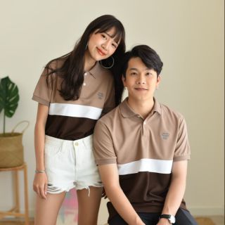 Minimal polo เสื้อโปโล ตัดต่อ สีน้ำตาล