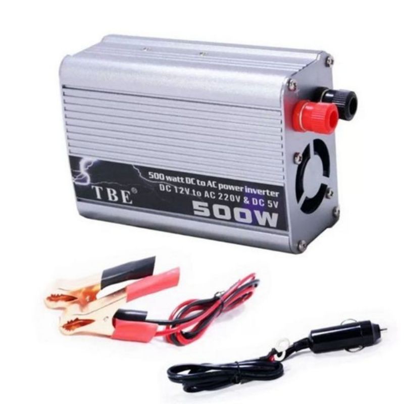 TBE Inverter 500W, 800W, หม้อแปลงไฟรถเป็นไฟบ้าน DC to AC 220V ใช้กับมอเตอร์ 12V แถมสายไฟ 2 ชุด พร้อมใช้งาน