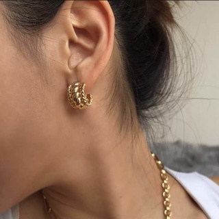 [เหลือ 150.- ใส่โค้ด INCSM3F + เก็บโค้ดหน้าร้าน] TANYA.ACC Premium | ต่างหูห่วง Hoop Rope Gold