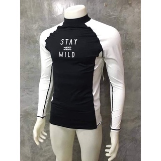 STAY WILD เสื้อ Surfใส่เล่นน้ำ  ทะเล ชายหาด น้ำตก ใส่ว่ายน้ำ เล่นสวนน้ำ  และกิจกรรมทางน้ำ ทางทะเล  ผ้ายืดหยุ่นสุง