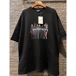 BALENCIAGA BLACK VINTAGE JERSEY T-SHIRT เสื้อยืดบาลองเซียก้า สกรีนตัวหนังสือโลโก้ สีดำ