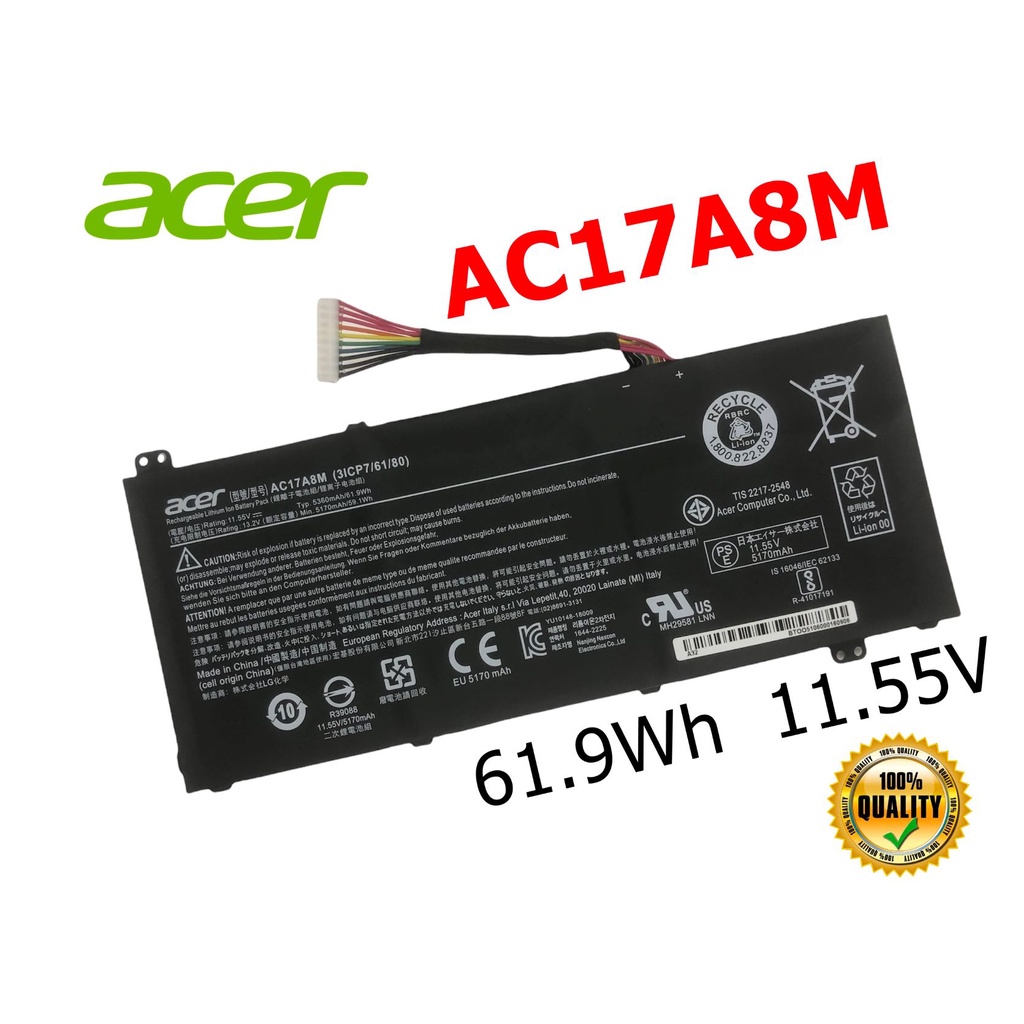 ACER แบตเตอรี่ AC17A8M ของแท้ (สำหรับ Spin 3 SP314-52 Series) ACER battery Notebook แบตเตอรี่โน๊ตบุ๊