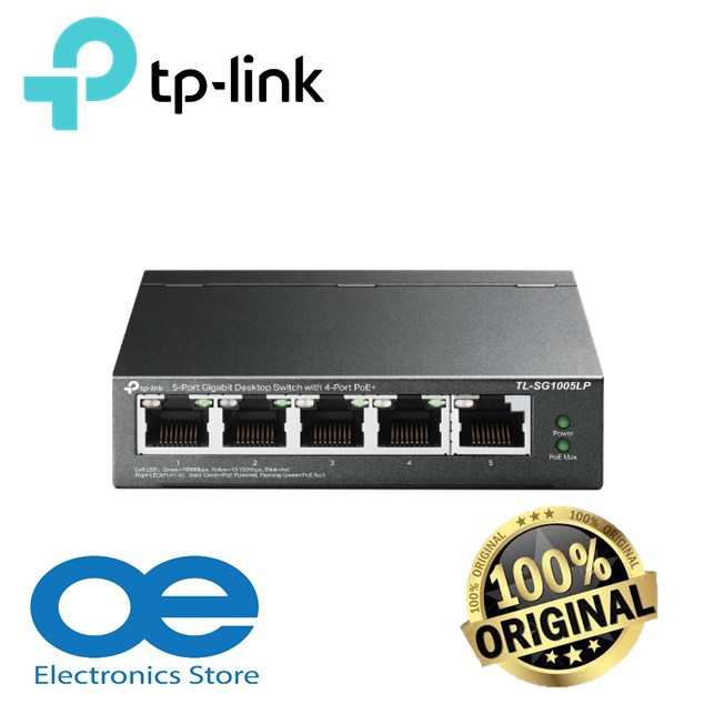 TP-LINK TL-SG1005LP Network 5 พอร์ต Gigabit Desktop PoE Switch พร้อมสวิตช์เครือข่าย 4 พอร์ต PoE+