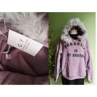 New !!! Fur Purple Hoodie เสื้อฮู้ด ขนเฟอร์นุ่มๆ สีม่วงอ่อนๆละมุนๆ ผ้าหนานุ่มๆ ใส่สบาย