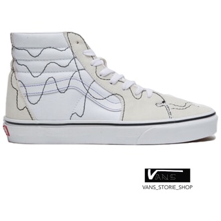 VANS SK8 HI STITCH WARP TRUE WHITE BLACK SNEAKERS สินค้ามีประกันแท้