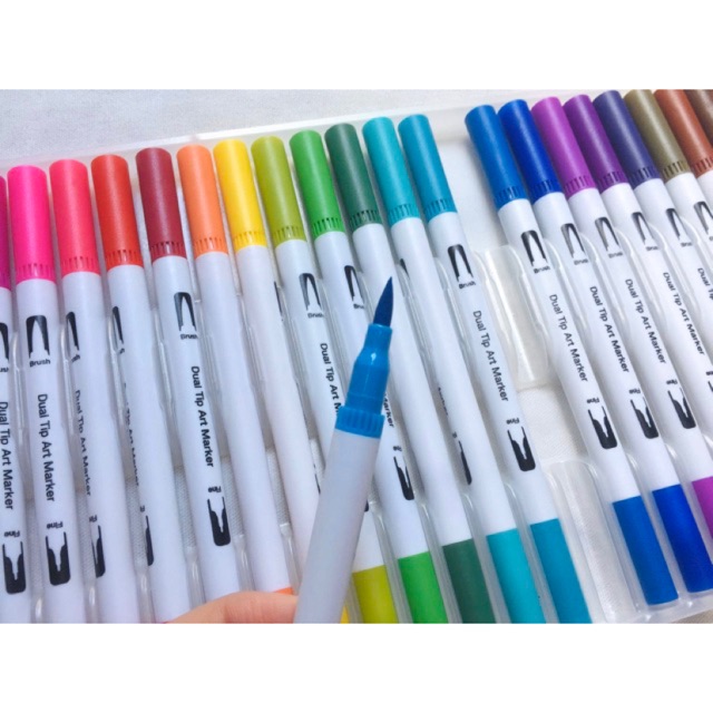 (Retail🌹 Magic Fly / Dual Tip Brush Pen 2 Tip Brush - 24 สี