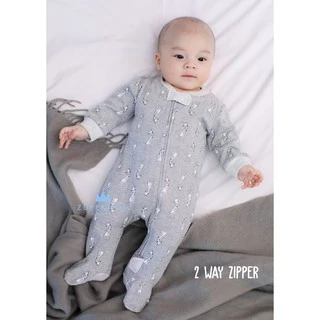 Zuper Mom 0-24 เดือน ชุดหมีเด็กอ่อน ซิป รุ่น 2 WAY ZIPPER บอดี้สูทเด็กอ่อน ชุดเด็กแรกเกิด บอดี้สูทหุ้มเท้า no.9003