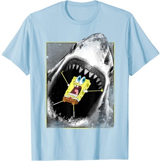 เสื้อยืด พิมพ์ลาย Spongebob Squarepants Shark Attack ตลก