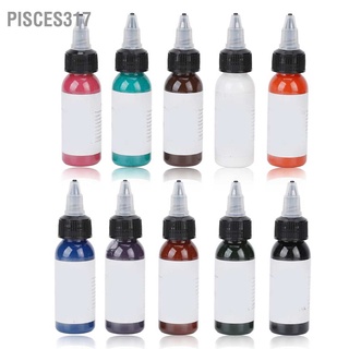 Pisces317 10 Colors Tattoo Ink Set Multicolor Makeup Beauty Skin Body Art Pigments Total 300ml