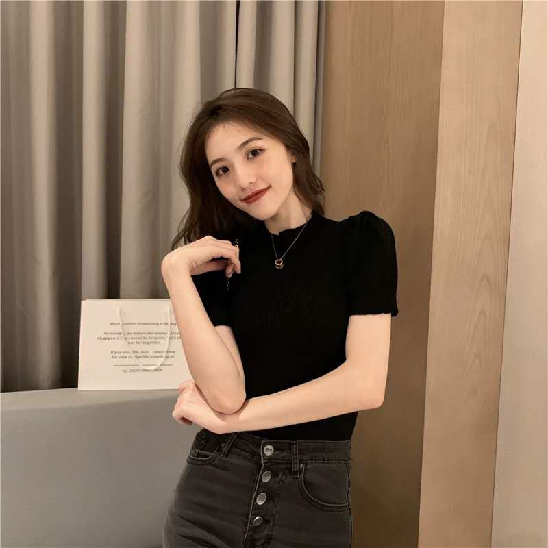 เสื้อไหมพรมคอกลมทรงรัดรูปสไตล์เกาหลี Best clothes(พร้อมส่ง/ใหม่)#9115 - รูปที่ 2