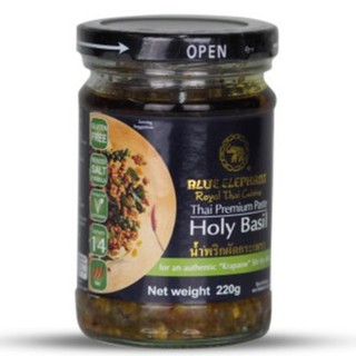 บลูเอเลเฟ่นท์ พริกผัดกะเพรา 220 กรัม Blue Elephant Thai holy basil stir fry paste 220g