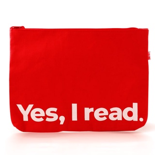 กระเป๋าซิปผ้าแคนวาส Yes, I Read. สีแดง
