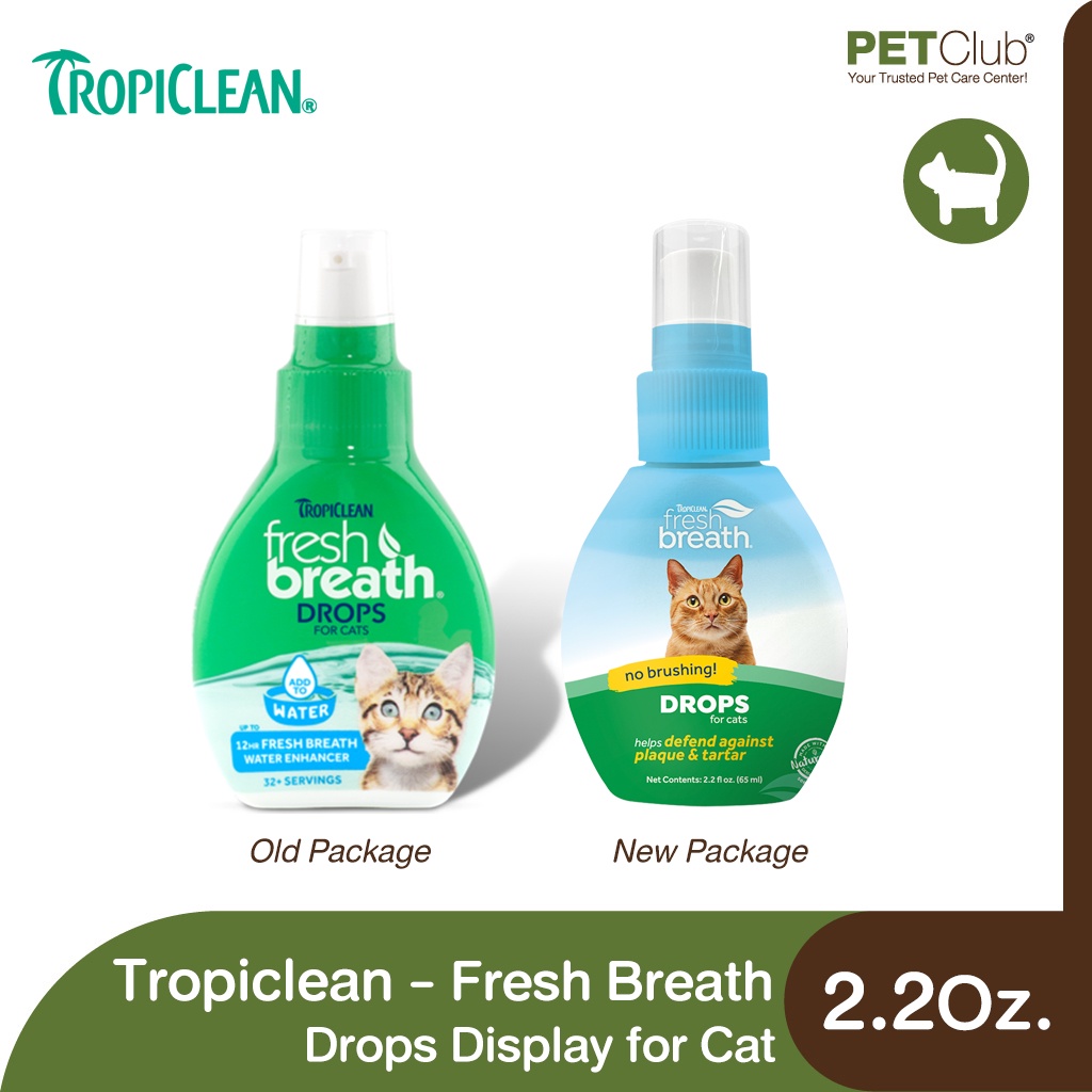 [PETClub] Tropiclean Fresh Breath Drops Display for Cat - น้ำยาลดกลิ่นปากและป้องกันหินปูน สำหรับแมว (2.2 Oz.)