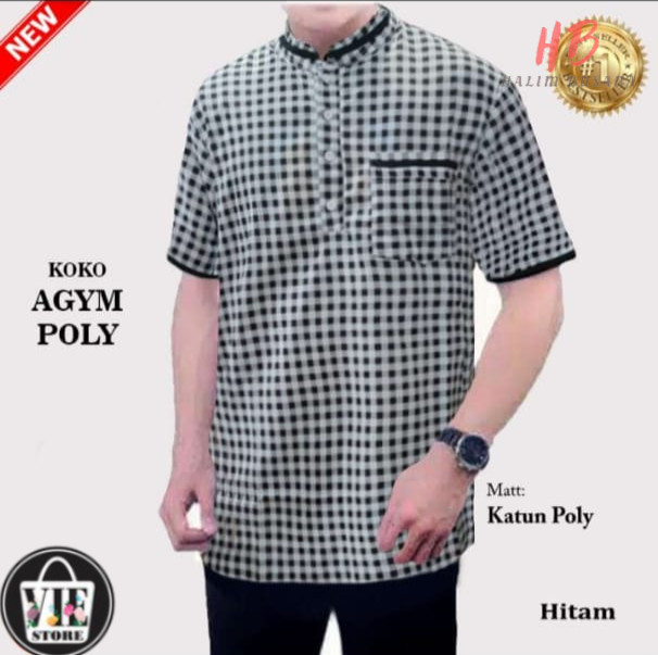 Hitam KEMEJA Complete Koko AGYM POLY Eid Shirt/Men& 39;s Koko Shirt/Men& 39;s Casual Koko Shirt - M,