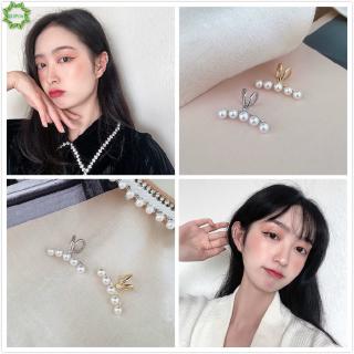 Cod Qipin 1pcs Fashion Word Pearl Ear Clip Curved Single Ear Clip Korean Simple Earless Earrings